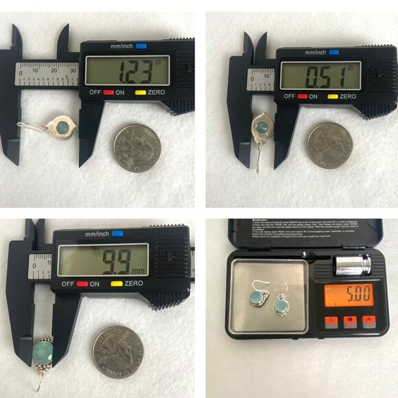 Sterling Silver 925 YS India Round Faceted Chalcedony Quartz Dangle Earrings - Picture 10 of 16